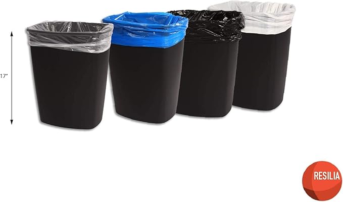 RESILIA Tall 15 Gallon Trash Bags - Black Recycling 100 Bags/Roll 1 Mil 0.001 Inch Thick 24x33 inches (WxH) Wire Ties Included MADE IN USA