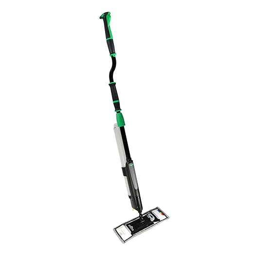 Unger Commercial Excella 18 Floor Cleaning Pocket Mop Kit - Adjustable Height Liquid Dispensing System 2 Microfiber Pads and Refillable Bottles - EFKT5