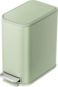 Cesun Small Bathroom Trash Can with Lid Soft Close Step Pedal 5 Liter / 1.3 Gallon Stainless Steel Garbage Can with Removable Inner Bucket Waste Basket for Bathroom Bedroom (Green)