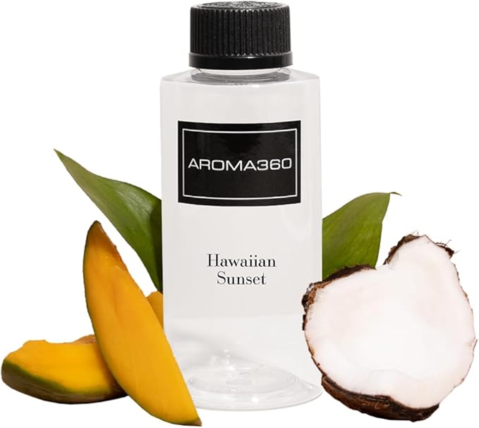 Aroma360 | Hawaiian Sunset Oil Blend | Hotel Inspired Luxury Essential Oil Diffuser | Aromatherapy Scent Diffuser Oil | Mango Coconut and Vanilla 6.7 fl oz 200 mL