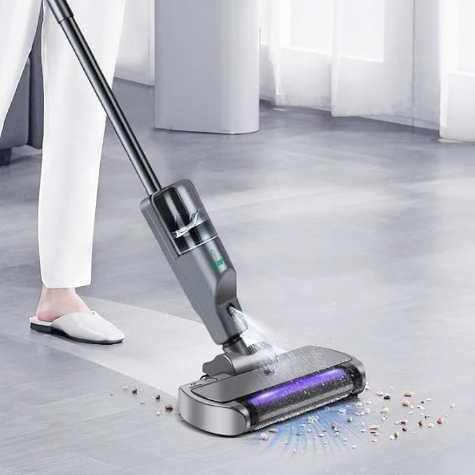 Ecofy 3-in-1 Cordless Vacuum Cleaner Spray Humidification One-Click Cleaning for Carpets/Hardwood Floors 500ml Dustbin