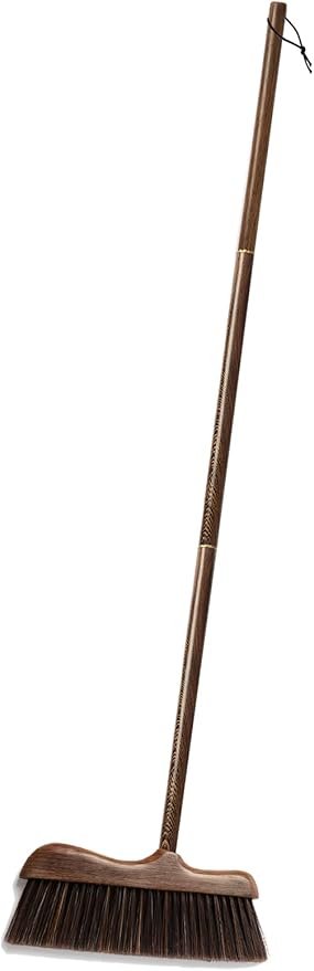 Wood Angle Broom – 44.8” Wooden Handle Compact Brooms for Indoor Kitchen – Soft PP Bristles Durable Sweeping Broom