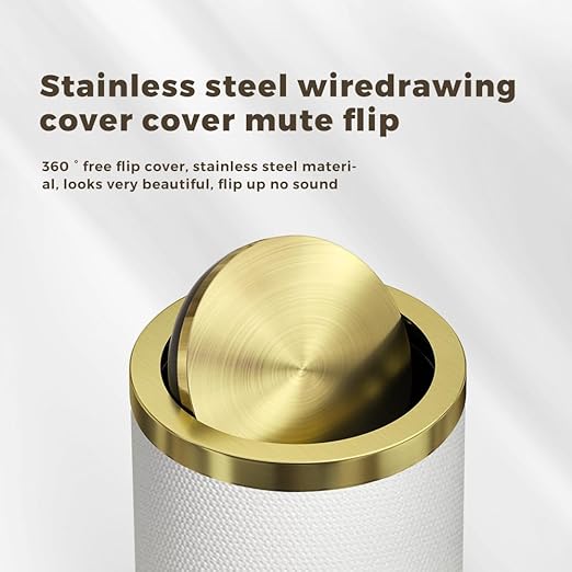9L/2.3GALModern White Trash Can with Flip LidFancy Gold Waste Paper Baskets for BathroomsGold Trash Can for BathroomBedroom Powder RoomOfficeLaundry Room (9L-White)