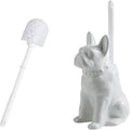 Cute Shar Pei Dog Toilet Brush Holder - White Ceramic Decorative Toilet Brush Set for Bathroom Semi-Open Quick-Dry Design Unique Animal Bathroom Decor Gift for Dog Owners