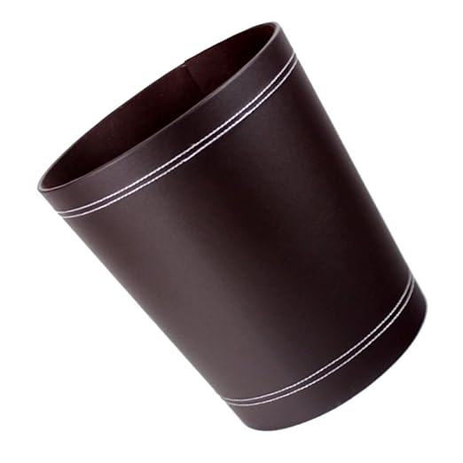 VOSAREA 1Pc Round Waste Basket Stylish Trash Can for Home Office PU Design Convenient Open Top for Easy Disposal for Living Room Workspace