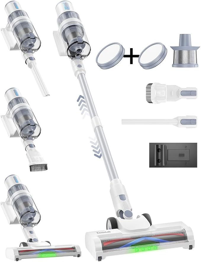 Cordless Vacuum Cleaner 45KPA Stick Vacuum Cleaners for Home 6-in-1 Rechargeable Lightweight Vacuum Up to 35Mins Runtime with Powerful Suction for Carpets Pet Hair Hardwood Floors