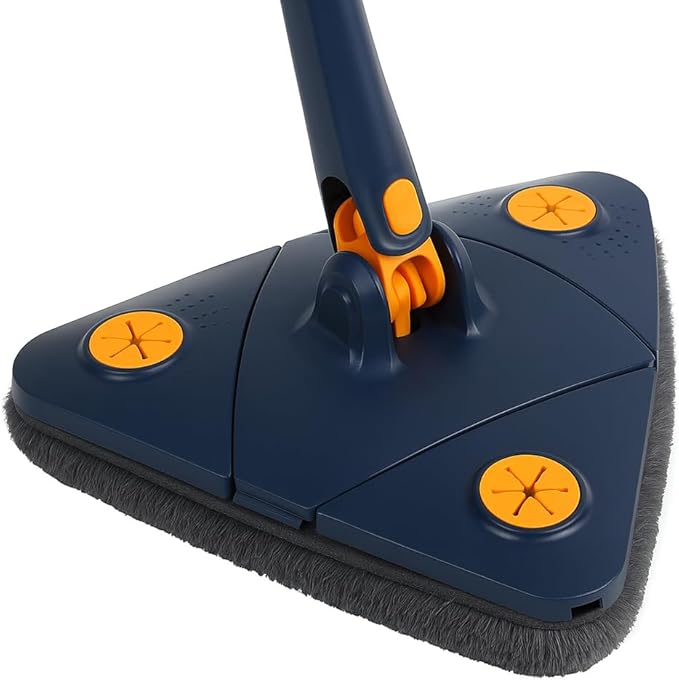 Triangle Spin Mop with Cleaning Compartment Blue 3-in-1 Floor Cleaner High-Reach Extension Handle Detergent Storage System