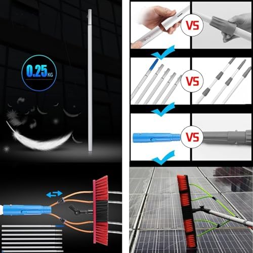 Glass Cleaning Brush Home Water Fed Telescopic Pole Kit Solar Panel Brush Rotating for Photovoltaic PanelPhotovoltaic Panel Cleaning Kit 3 12m Telescopic Pole with 30cm Brush Head for Clean