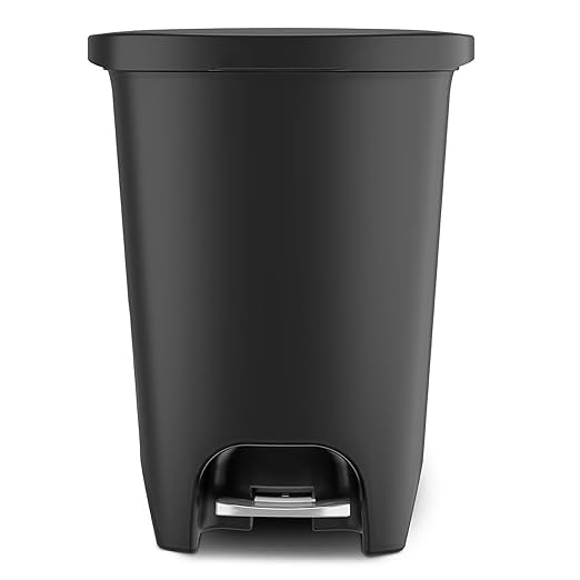 Glad Premium 13 Gallon Trash Can - Plastic Kitchen Waste Bin with Odor Protection of Lid Stainless Steel Step On Foot Pedal and Garbage Bag Rings Black