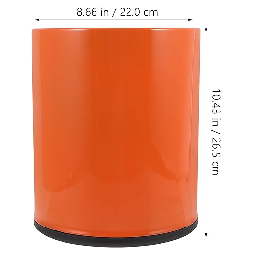 Plastic Wastebasket Trash Can Fire-Resistant Orange Household Bathroom Garbage Bin with Lid for Home Kitchen Office Use