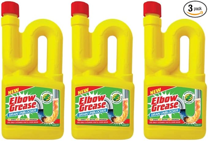 Elbow Grease Drain/Sink Unblocker - Heavy Duty Cleaner- Quickly and Easily Remove Sinks Baths Showers Blockage – All-in-One Drain Unblocking Kit(Elbow Grease Drain Unblocker Liquid-PK03)