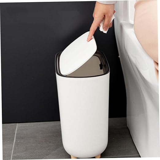 Zerodeko Plastic Bathroom Trash Can with Press Lid Multi Function Garbage Bin for Kitchen Living Room and Office Waste Basket for Indoor and Outdoor Use Capacity