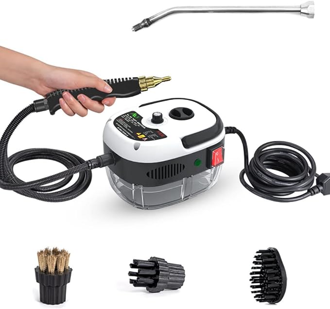 Portable Handheld Steam Cleaner 2500W 105C Steam 3BAR Pressure 1000ml Tank 6-Position Adjustment Floor Sink Car etc.