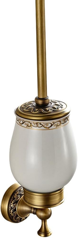 Leyden Antique Brass Toilet Brush Holder Retro Toilet Brush Organizer with Ceramic Cup
