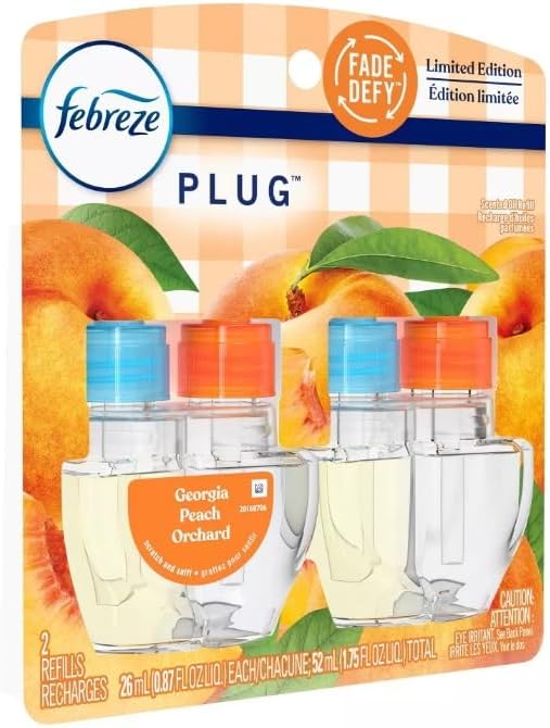 F.e.b.r.e.z.e Odor-Fighting Fade Defy Plug Air Freshener (2) of 0.87 fl oz Refills-Limited Edition (Georgia Peach Orchard)