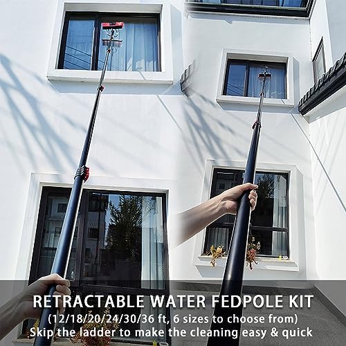 Glass Cleaning Brush Home Water Fed Telescopic Pole Kit Solar Panel Brush Rotating for Photovoltaic PanelSolar Panel Window Cleaner Extendable Outdoor Window Cleaner Cleaning Brush &amp Pole K