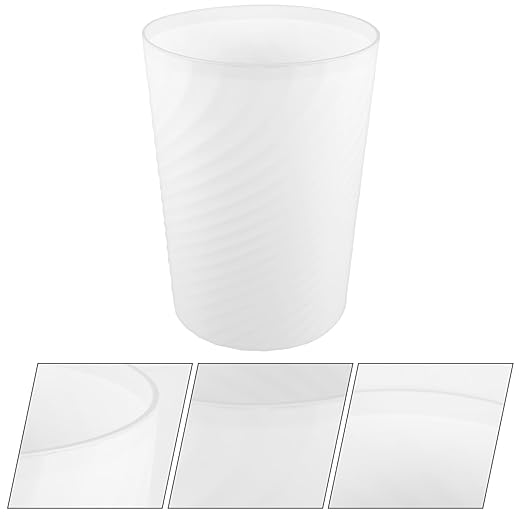 BESPORTBLE Large White Plastic Trash Can with Presser Ring Open Top Bathroom Wastebasket and Office Garbage Bin for Home Kitchen Bedroom Sturdy Threaded Design