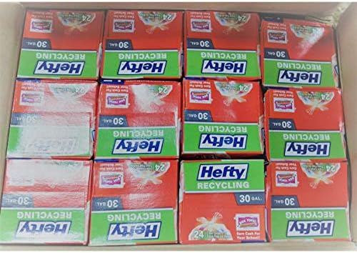 Hefty 30 Gallon Clear Large Recycling Trash Flap Tie Bags 12 Boxes - New