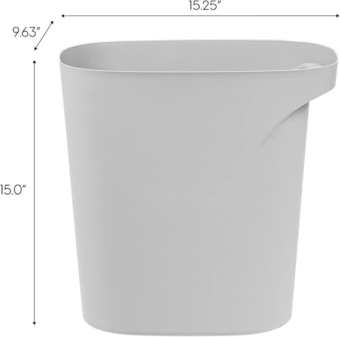 IRIS USA Small Trash Can Wastebasket with Handle 6 Gallon / 24 Quart 2-Pack for Bathroom Office Bedroom Under Sink Kitchen Garbage - Gray