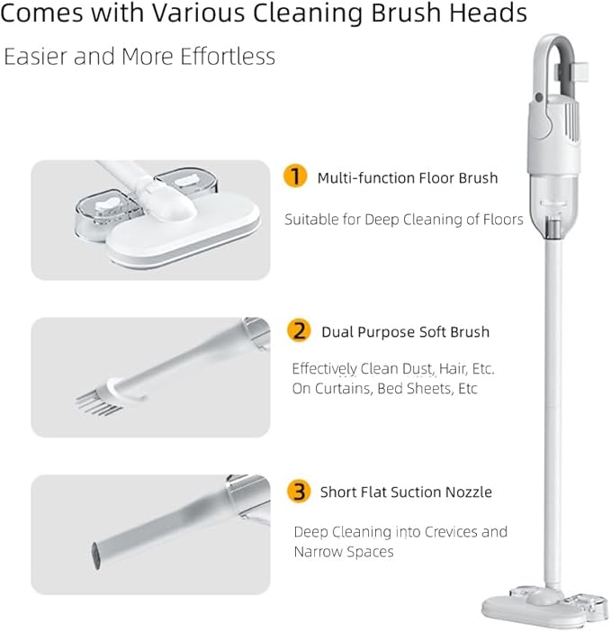 Stick Corded Vacuum Cleaner and Mop All in One Corded Wet Dry Vacuum Cleaner with Water Tank Floor Cleaner Machine 12000Pa Suction Lightweight Upright Vacuum and Mop Combo for Home Office Pet Hair