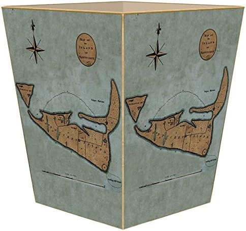 WB1799 -Primitive Nantucket Antique Map Wastepaper Basket