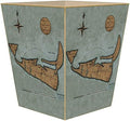 WB1799 -Primitive Nantucket Antique Map Wastepaper Basket