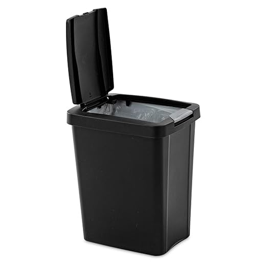 Sterilite 7.5 Gallon TouchTop Wastebasket with Lid That Opens with Touch Conceals Trash in The Kitchen Bathroom Mudroom or Office Black 12-Pack