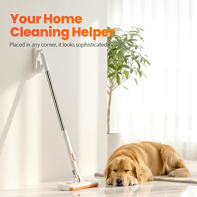 Convenient Cloth Changing Mini Mop No-Touch Dirty Cleaning Flat Dust Mop Rotating Automatic Cloth Changing Mop for House Wall Bathroom Toilet Corners Door Window (White-1pcs)