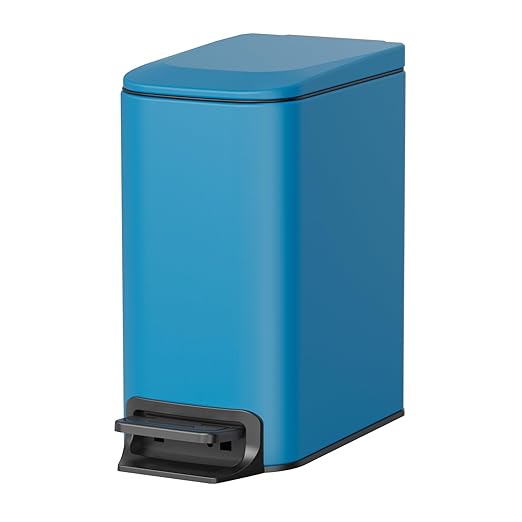 Cesun Small Bathroom Trash Can with Lid Soft Close Step Pedal 6 Liter / 1.6 Gallon Stainless Steel Garbage Can with Removable Inner Bucket Anti-Fingerprint Finish (Blue)