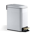 Small Bathroom Trash Can with Lid Soft Close-6L/1.6 Gal Slim Step Garbage Can-Metal Pedal Wastebasket-Narrow Rectangle Garbage Container Bin for Corner Office Bedroom Toilet Live Room-White