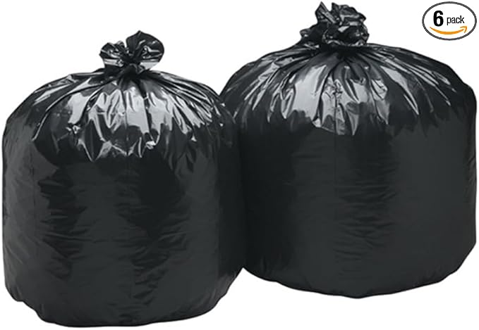 56 Gallon Can Liner 43 x 48 x 22 MIC Black 6 Rolls of 25 Liners | 150/Case