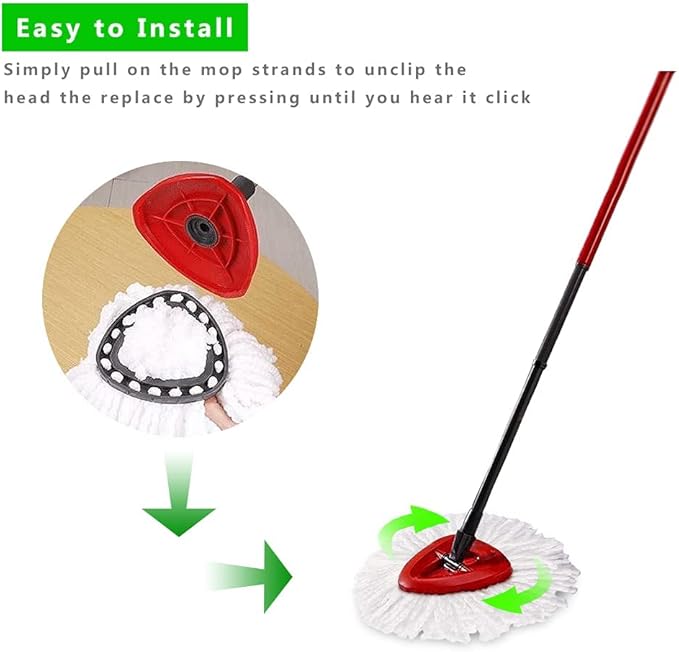 10-Pack Spin Mop Replacement Heads 100% Microfiber Spin Mop Refills Heads360°Micro Replacement Mop Head for Easy House Cleaning Floor MoppingWhite