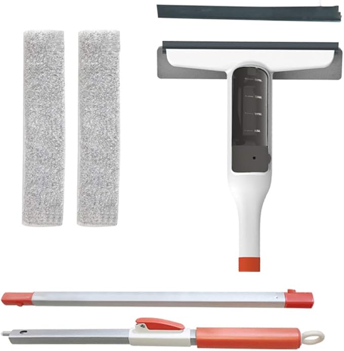 Window Cleaner Wipers Water Spraying Window Cleaner with Reusable Microfiber Pads for Hardwood Marble Tile Laminate Or Ceramic Floors 122Cm