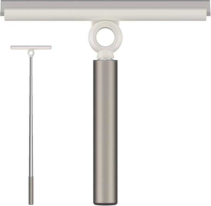 Extendable Shower Squeegee for Glass Doors Shower Squeegee with 10-Inch Silicone Blade Telescoping Handle for Windows and Shower Glass Silver