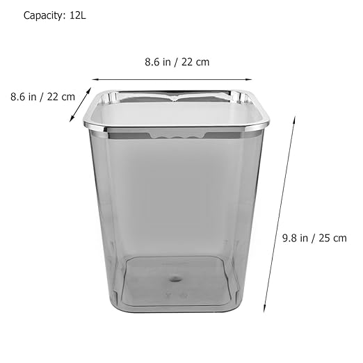 Large Capacity Trash Can 12L with Electroplated Pressed Ring Plastic Wastebasket for Bathroom Kitchen Office Home Use