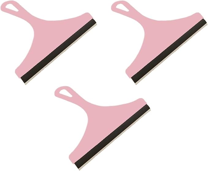 Window Glass Wiper Scraper Cleaner Brush Car Window Bathroom Household Cleaning Tool ﻿(3pcs Pink)