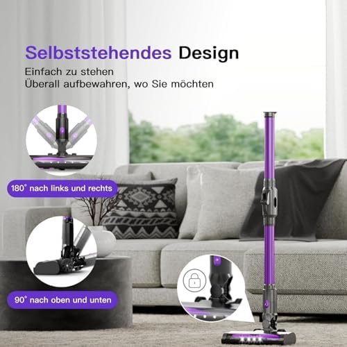 Cordless Vacuum Cleaner - 11000Pa Suction Power 45min Runtime Lightweight Handheld Design for Pet Hair &amp Carpets