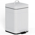 CEROELDA Small Trash Can with Lid-5L/1.3 Gal Stainless Steel Outdoor Dog Poop Garbage Can-Farmhouse Retro Metal Waste Bin w/Step Pedal for Bathroom Bedroom Office-Soft Close-White