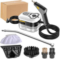 Handheld Steam Cleaner Auto Multi-Purpose Steam Cleaner 1200ML Water Tank 6 Speed Steam Output Adjustment Smart Hand Switch For Kitchen Bathroom Windows Car Interior (Black and white)