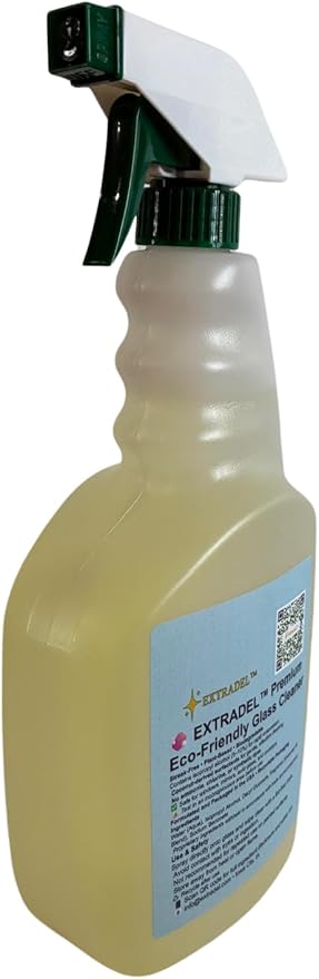 EXTRADEL™ Premium 32 fl oz Eco-Friendly Glass Cleaner Plant-Based Streak-Free Light Naturally-Derived Scent Biodegradable Spray