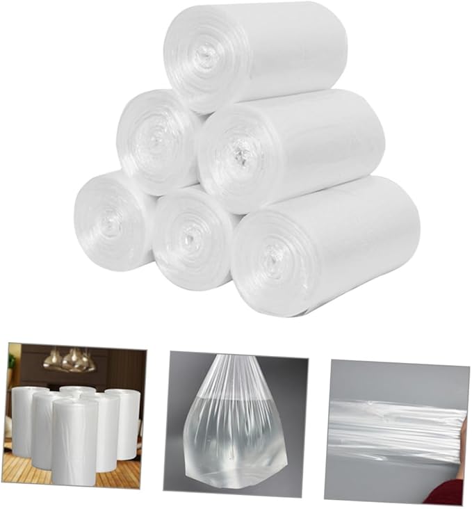 Gatuida Thickened Plastic Trash Bags 6 Rolls 45x50cm Flat-top Garbage Bags for Home and Bathroom Disposable Trash Can Liners for Bedroom and Kitchen Use