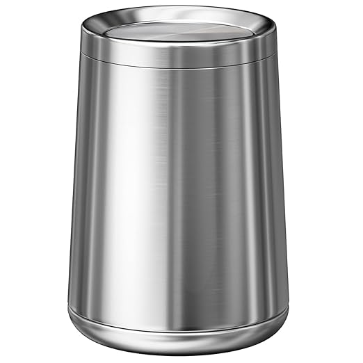 2.6Gallen Brushed Nickel Bathroom Trash Can with Lid Stainless Steel Garbage Can with Flipping Lidfor Bathroom KitchenLiving RoomBedroomHotel (Silver)
