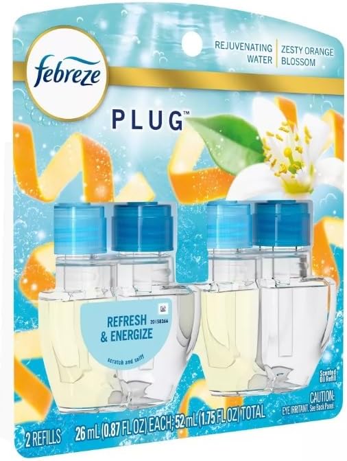 Generic Febreze Odor-Fighting Fade Defy Plug Air Freshener (2) of 0.87 fl oz Refills-NEW EXOTIC EDITION (Refresh &amp Energize)