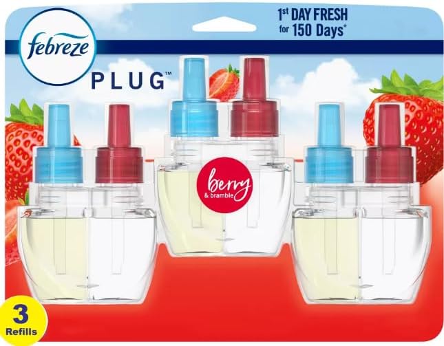 Odor-Fighting Fade Defy PLUG Air Freshener Refill (3) .87 fl. oz. Oil Refills (Berry &amp Bramble)