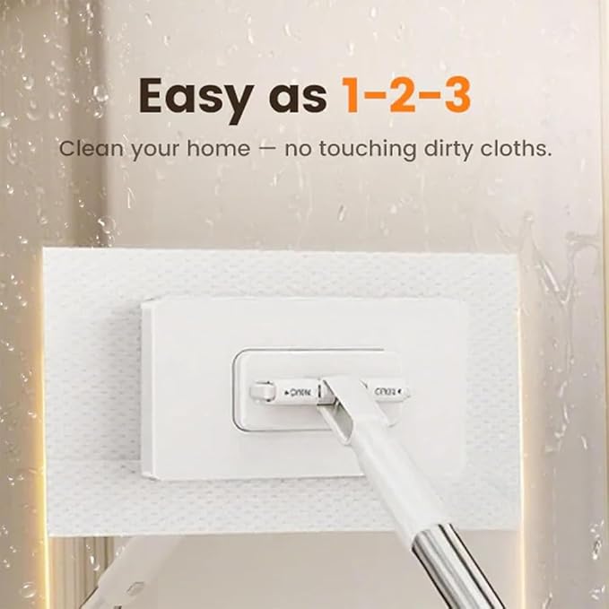 Snap Grip Mini Mop with Mop Clip &amp 10 Mops Pads 2026 New Mini Mops Set with Refill Pads Automatic Gripping Release 360° Rotating Head Wet/Dry Multi-Surface Cleaning (5 Pads + Clip)