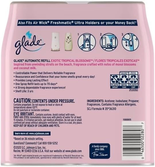 Combo 6.2 oz. Replacement Automatic Air Freshener Room Spray Scent Refills - Exotic Tropical Blossoms (4-Count)