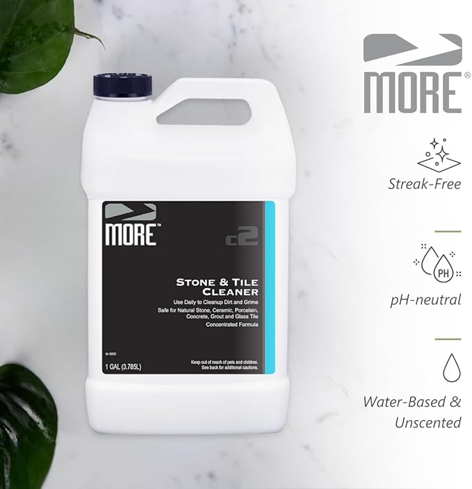 MORE - Stone &amp Tile Cleaner - Grout &amp Floor Cleaner for Natural Stone Marble Concrete Ceramic &amp Porcelain - Water-Based Grout Cleaner for Tile Floors - Concentrated Formula - pH Neutra