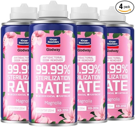 Glodway Air RefresherOdor Eliminator Remover SprayOdor RemoverMagnolia Long-Lasting Scent For HomeCouchMattressFurniture bathroomFabrics &amp Trash6 Ounce4 pack