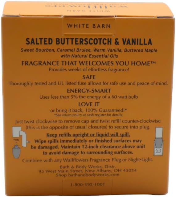 Bath &amp Body Works Salted Butterscotch &amp Vanilla Wallflowers Home Fragrance Refill 0.8 fl oz - 4 Pack