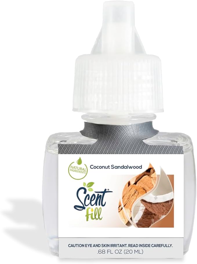 Scent Fill Coconut Sandalwood Plug in Air Freshener 4 Scented Oil Refills